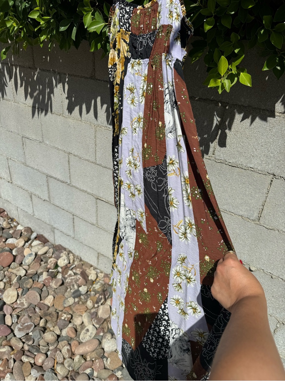 Maeve Floral Patchwork Maxi Dress in Yellow and Black - Picture 6 of 9